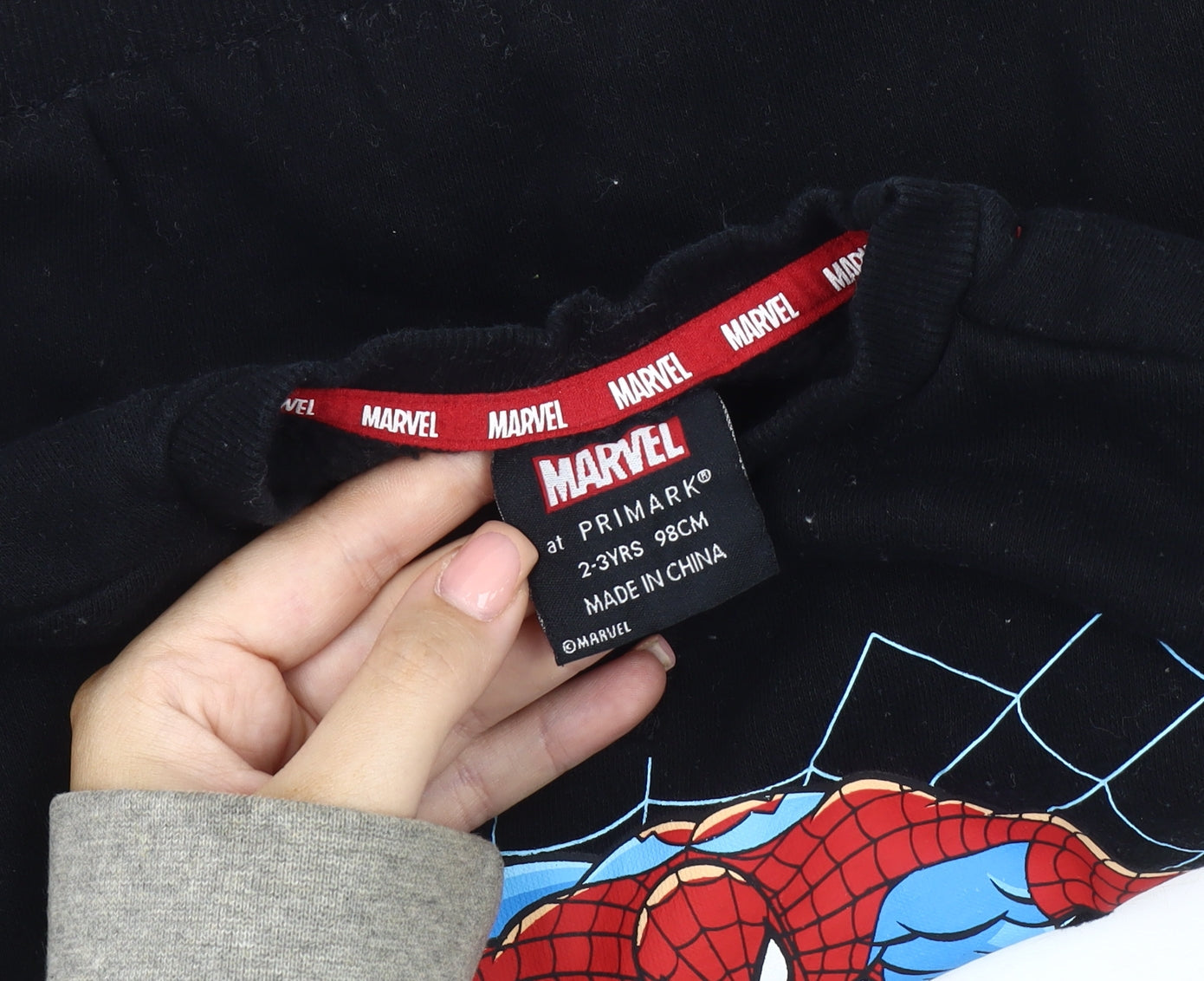 Marvel Spiderman Boys Black Sweatshirt 2-3 Years Pullover