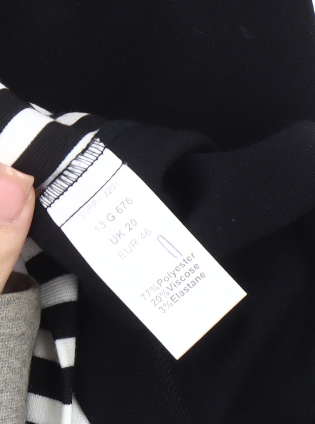 Brand and care label for Kaleidoscope Women's Black Striped Pencil Skirt, size 20