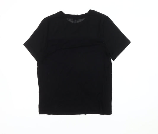 Womens UK Size 10 Warehouse Black Basic T-Shirt