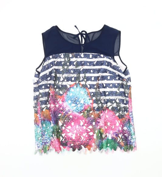 Womens UK Size 14 Kaleidoscope Multicoloured Cropped Tank