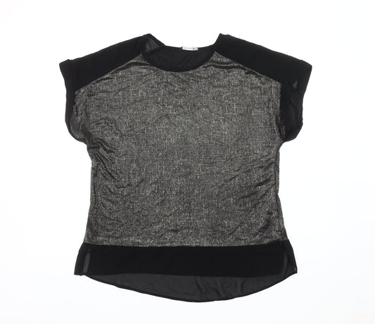 Additional front view of Roman Women's Black Short Sleeve Top