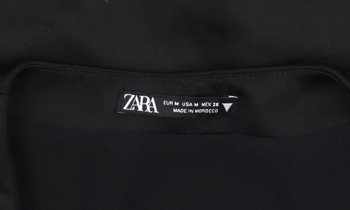 Womens UK Size 10 Zara Black Cropped Blouse