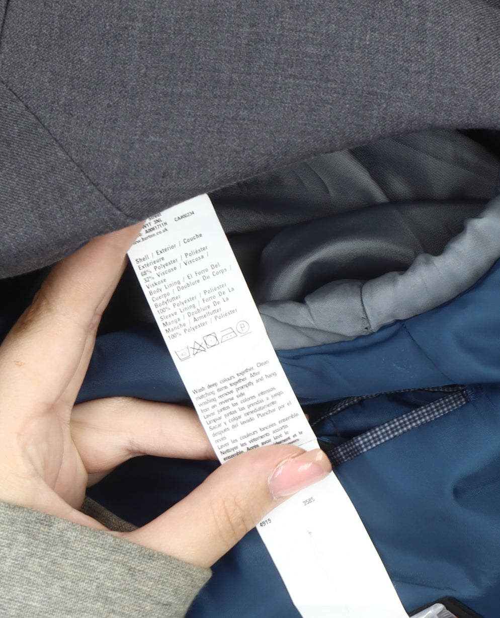 Mens UK Size 38 Burton Menswear Regular Grey Suit Jacket