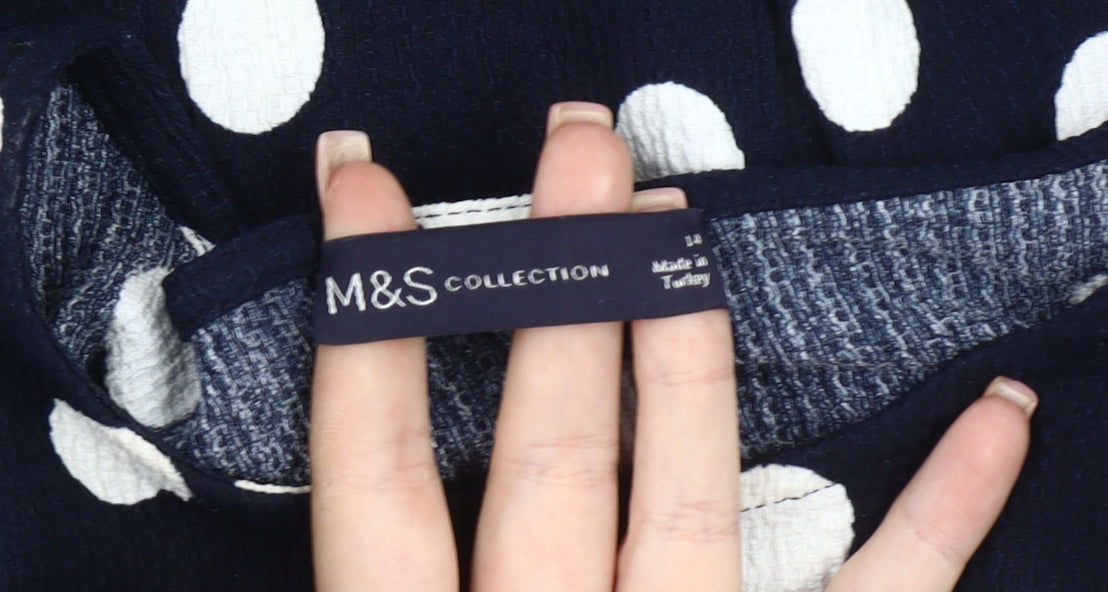 Marks and Spencer Women Blue Polka Dot Dress Size 12-14
