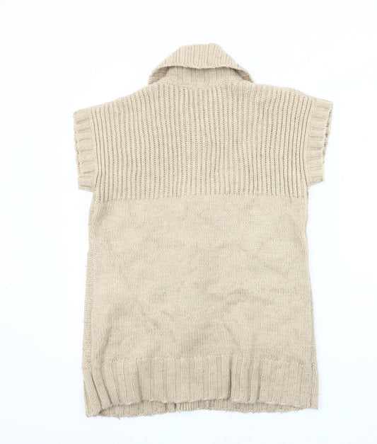 CC Women's Beige Knit Cardigan M with Button Detail