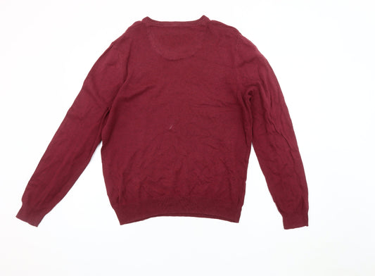 Marks and Spencer Men's Red V-Neck Pullover Jumper M