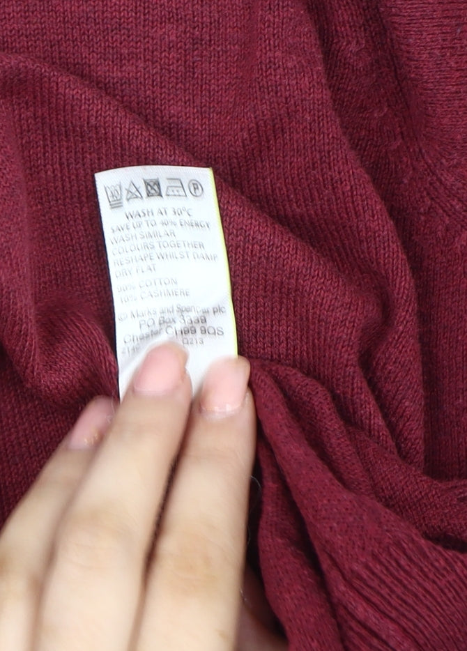 Marks and Spencer Men's Red V-Neck Pullover Jumper M