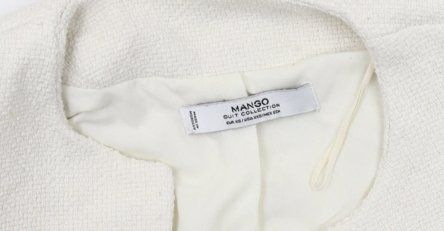 Mango Women's White Bouclé Suit Jacket XS