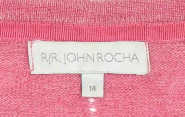 Womens UK Size 14 RJR.John Rocha Pink Cardigan Jumper