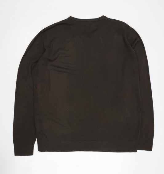 Thomas Nash Men's Brown V-Neck Pullover Jumper L