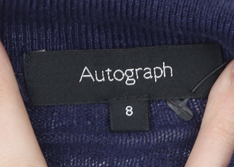 Autograph Women's Blue Open Front Cardigan Size 8 Wool Blend