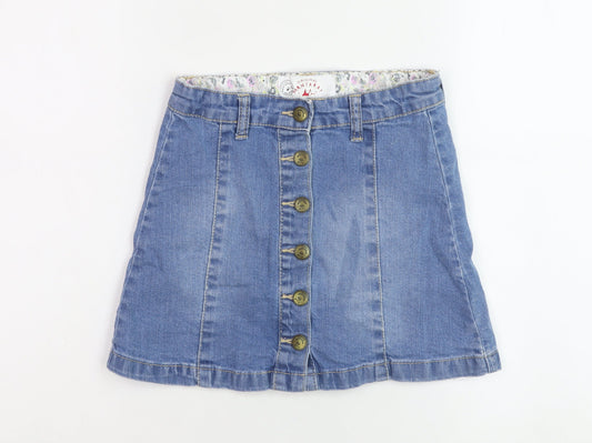 Additional front view of Mantaray girls’ blue denim a-line skirt, age 9, casual & stylish
