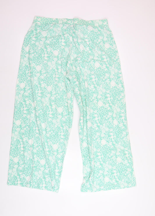 ASOS DESIGN Women’s Green Floral Wide-Leg Trousers Size 16