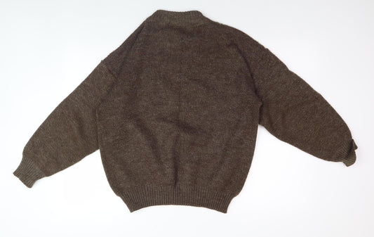 BHS Men's Brown Wool Geometric Pullover Jumper M