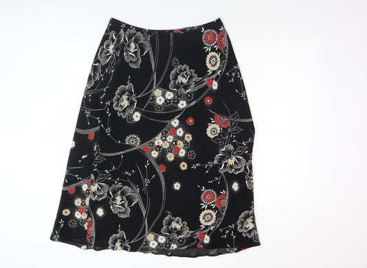 Berkertex Women's Black Floral Viscose Skirt Size 14