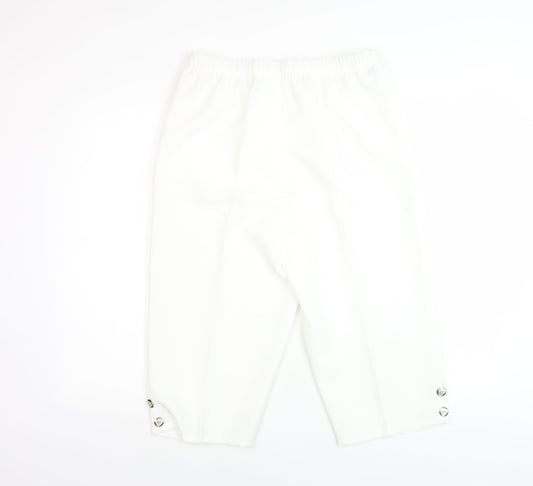 Autonomy Women's White Capri Trousers, Elastic Waist