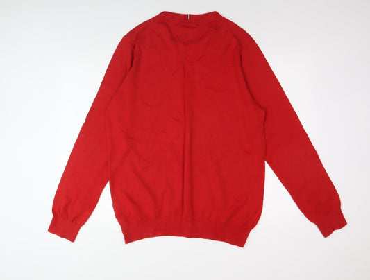 Tommy Hilfiger Men's Red XL Cotton Pullover Jumper