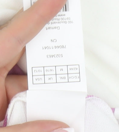 Damart Women's White Striped Cotton Long Sleeve Top