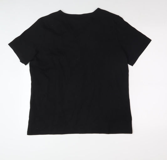 Damart Women's Black Embroidered T-Shirt L