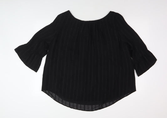 M&Co Women's Black Plus Size Scoop Neck Blouse