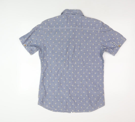 SC&CO Men's Blue Anchor Print Polo, Medium Size