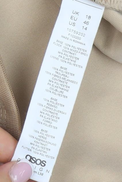 ASOS Design Women’s Beige Polka Dot Bodycon Dress 18