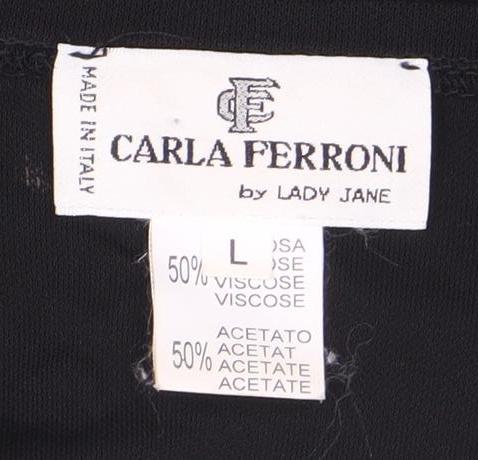 CARLA FERRONI Women's Black Beaded V-Neck T-Shirt L
