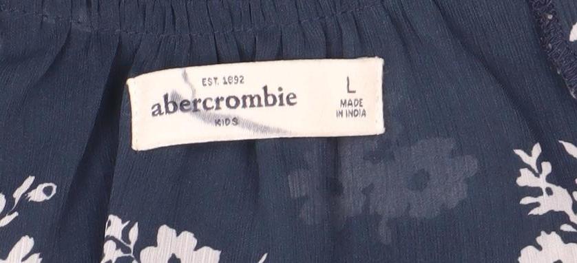 Abercrombie Women's Blue Floral Blouse, Size L