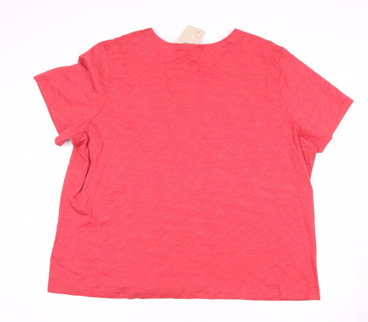 Damart Women's Red V-Neck Short Sleeve T-Shirt