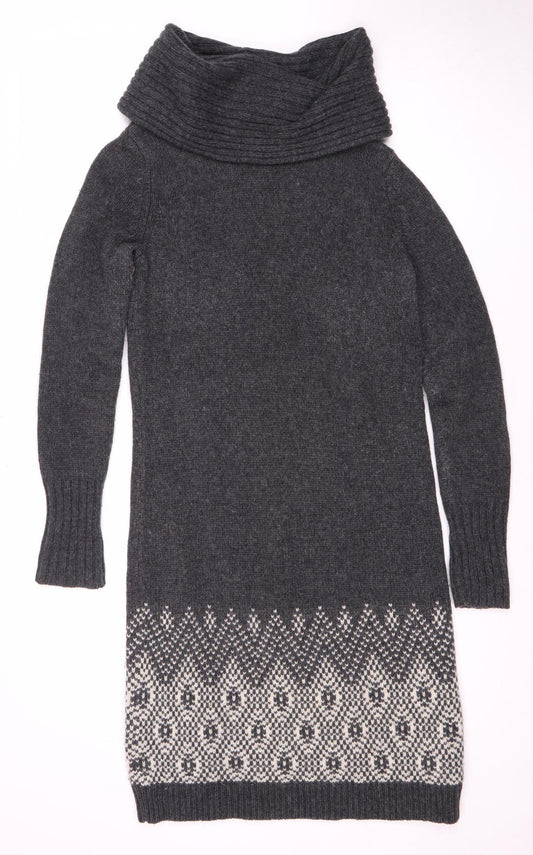 Gap Women's Grey Fair Isle Jumper Dress