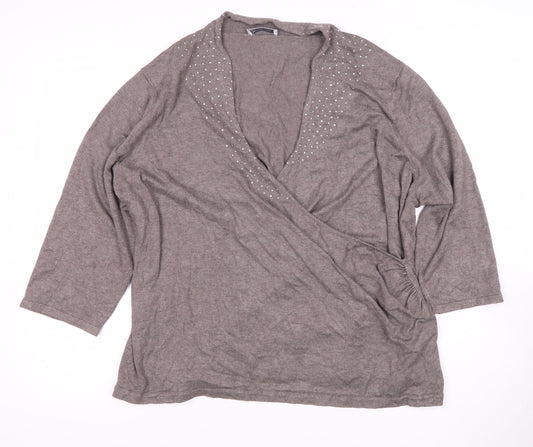 Womens UK Size XL Windsmoor Grey Wrap Blouse