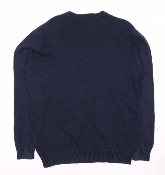 Maine Men's Blue Cotton Pullover Jumper Size M