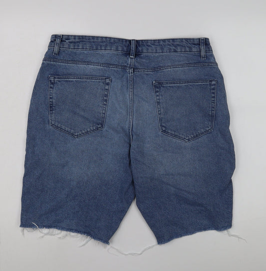 ASOS Design Men's Blue Denim Distressed Shorts Size 34