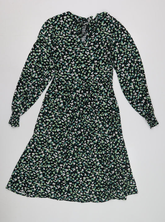 Back view of Blue Vanilla Women's Floral Long Sleeve Dress XS