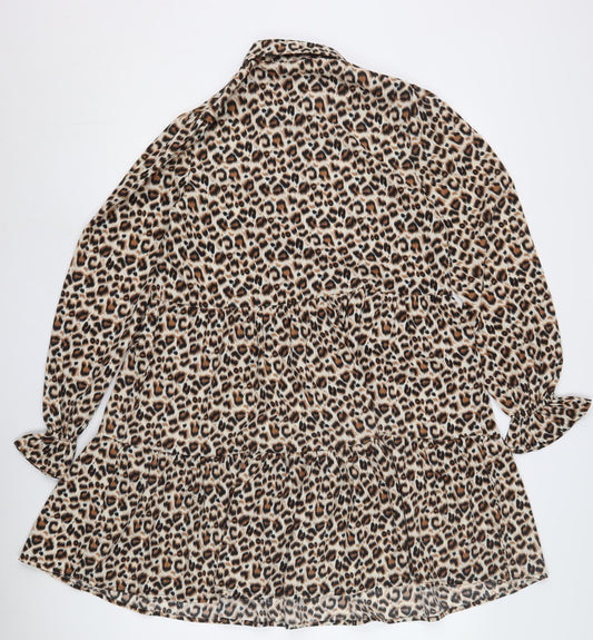 New Look Women's Leopard Print Shirt Dress Size 6