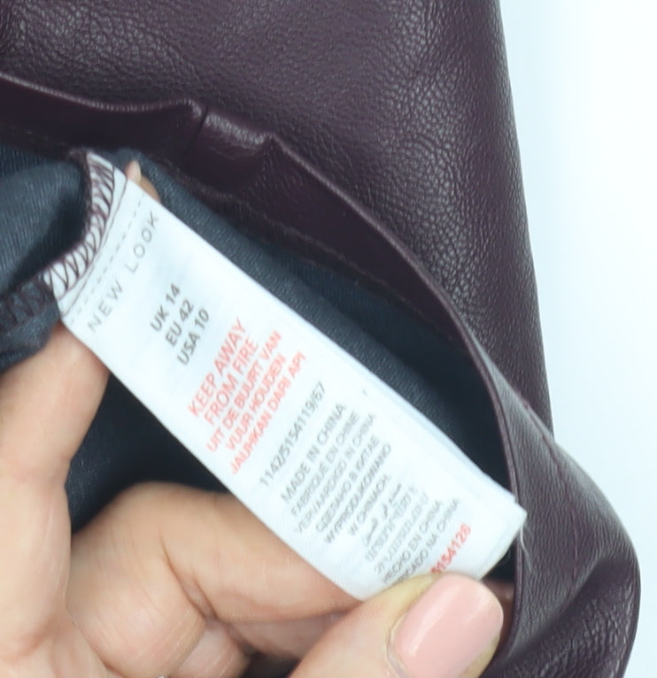 New Look Women's Purple Embroidered Pencil Skirt - Size 14