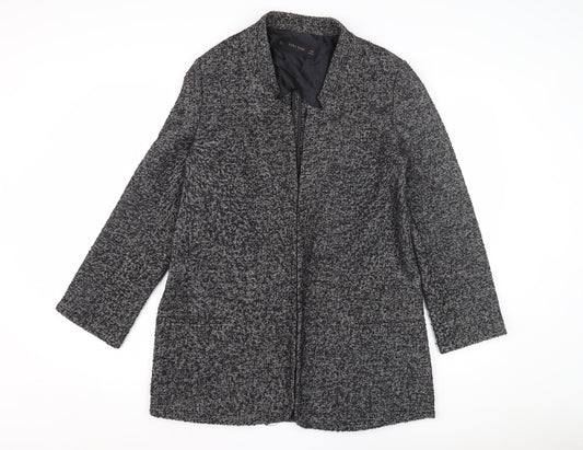 Womens UK Size L Zara Basic Black Overcoat