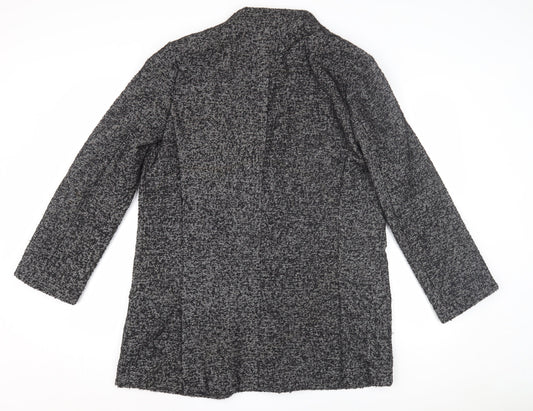 Womens UK Size L Zara Basic Black Overcoat
