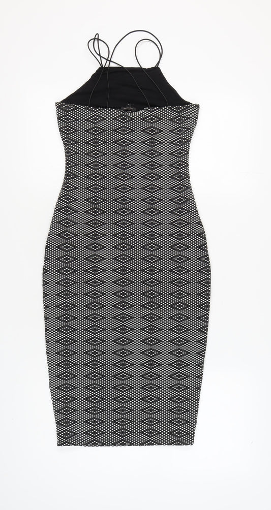 River Island Women's Black Halter Bodycon Dress - Size 8