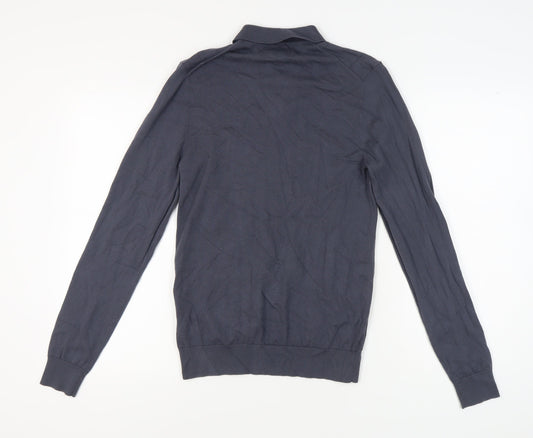 Marks and Spencer Men's Blue Long Sleeve Polo S