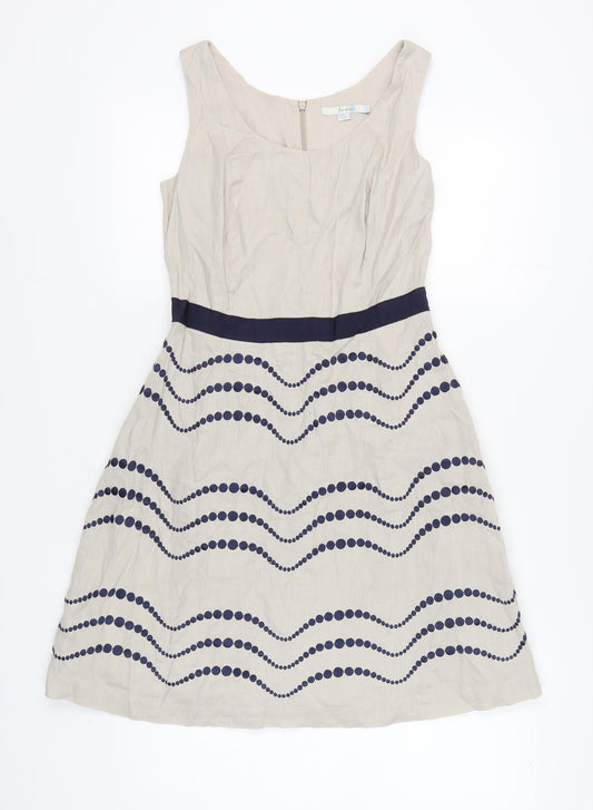 Additional front view of Boden Women's Beige Fit & Flare Dress, size 10