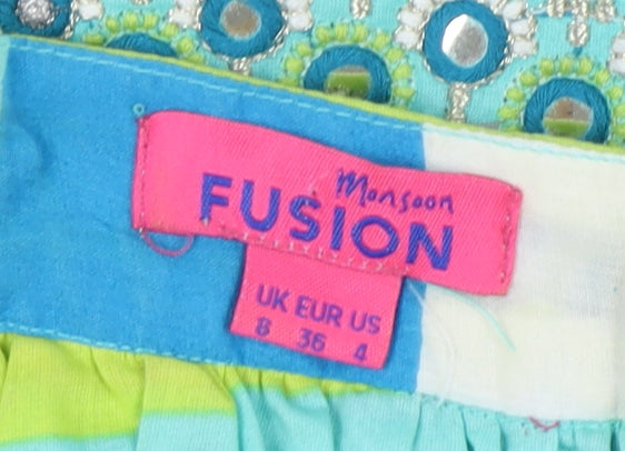 Monsoon Fusion Women's Multicoloured Strappy Dress Size 8