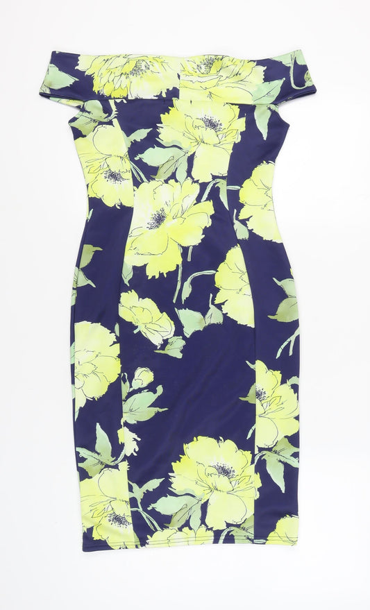 Quiz Women's Multicoloured Floral Bodycon Dress Size 12