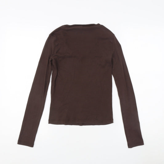 Henri Lloyd Women's Brown Cotton V-Neck T-Shirt Size 2