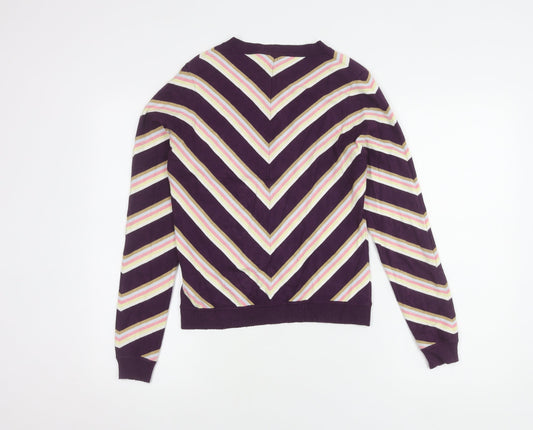 Jasper Conran Women's Purple Striped V-Neck Pullover M