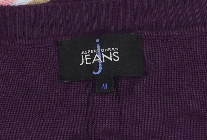 Jasper Conran Women's Purple Striped V-Neck Pullover M