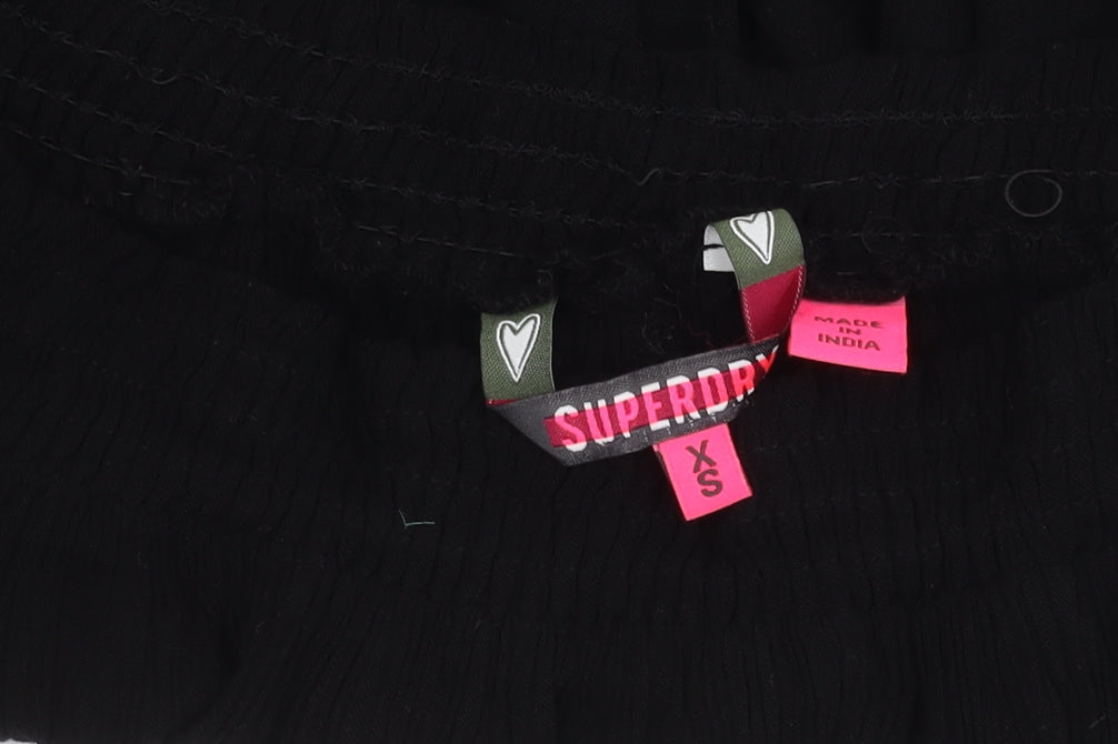 Womens UK Size XS Superdry Black Tunic Blouse