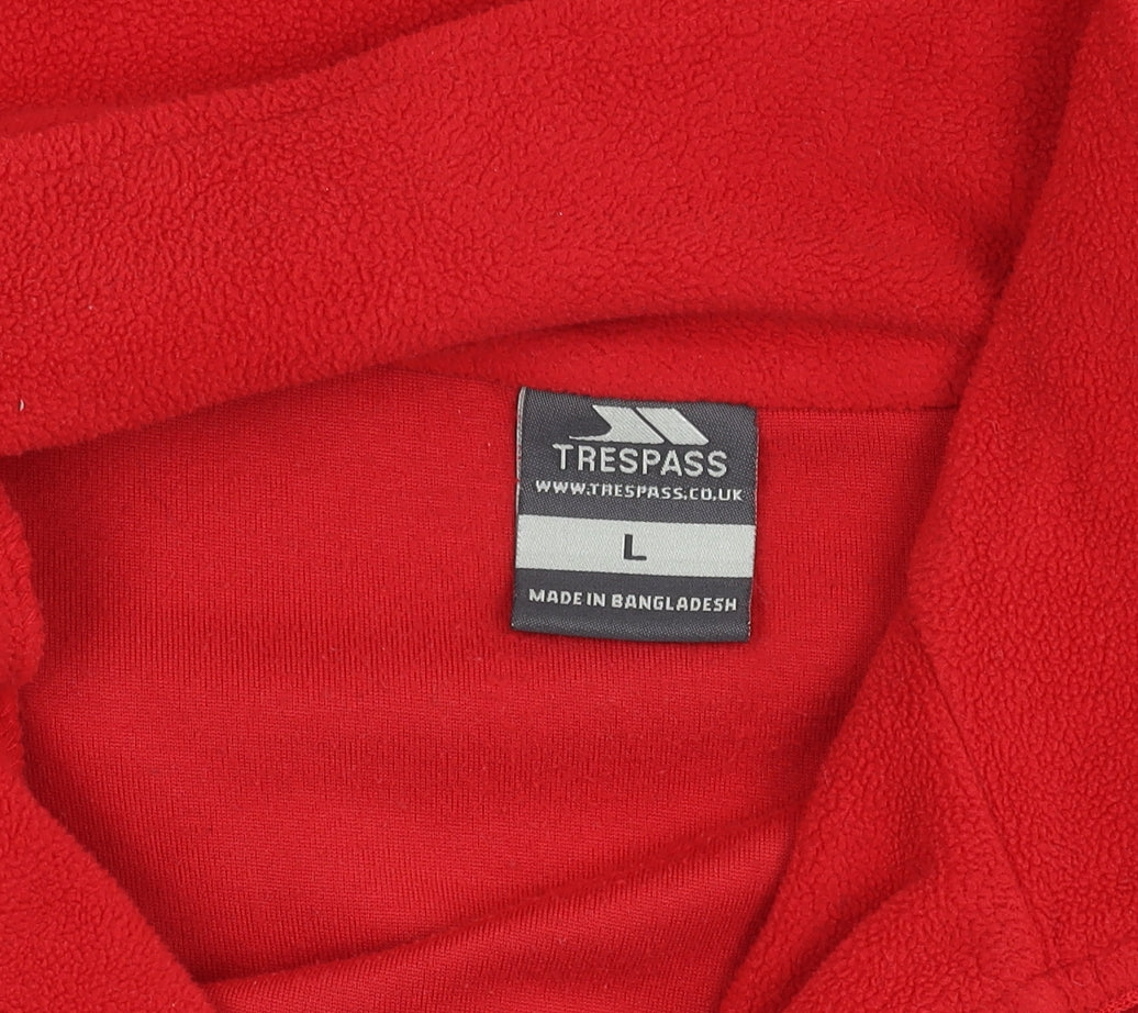 Brand and care label for Trespass Red Fleece Pullover Sweatshirt L