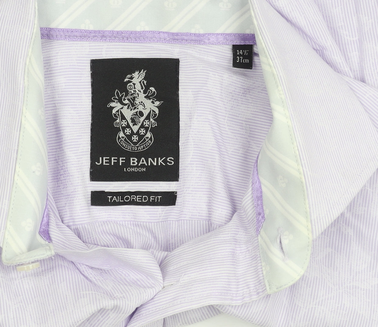 Jeff Banks Men's Purple Striped Slim Fit Shirt 14.5