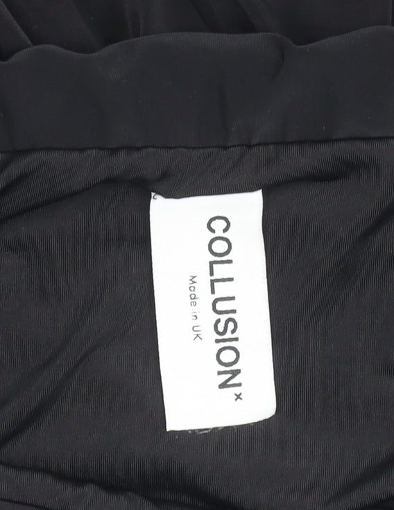 COLLUSION Women's Black Flare Skirt with Layered Accents